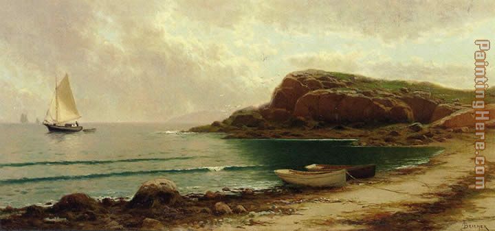 Alfred Thompson Bricher Seascape with Dories and Sailboats